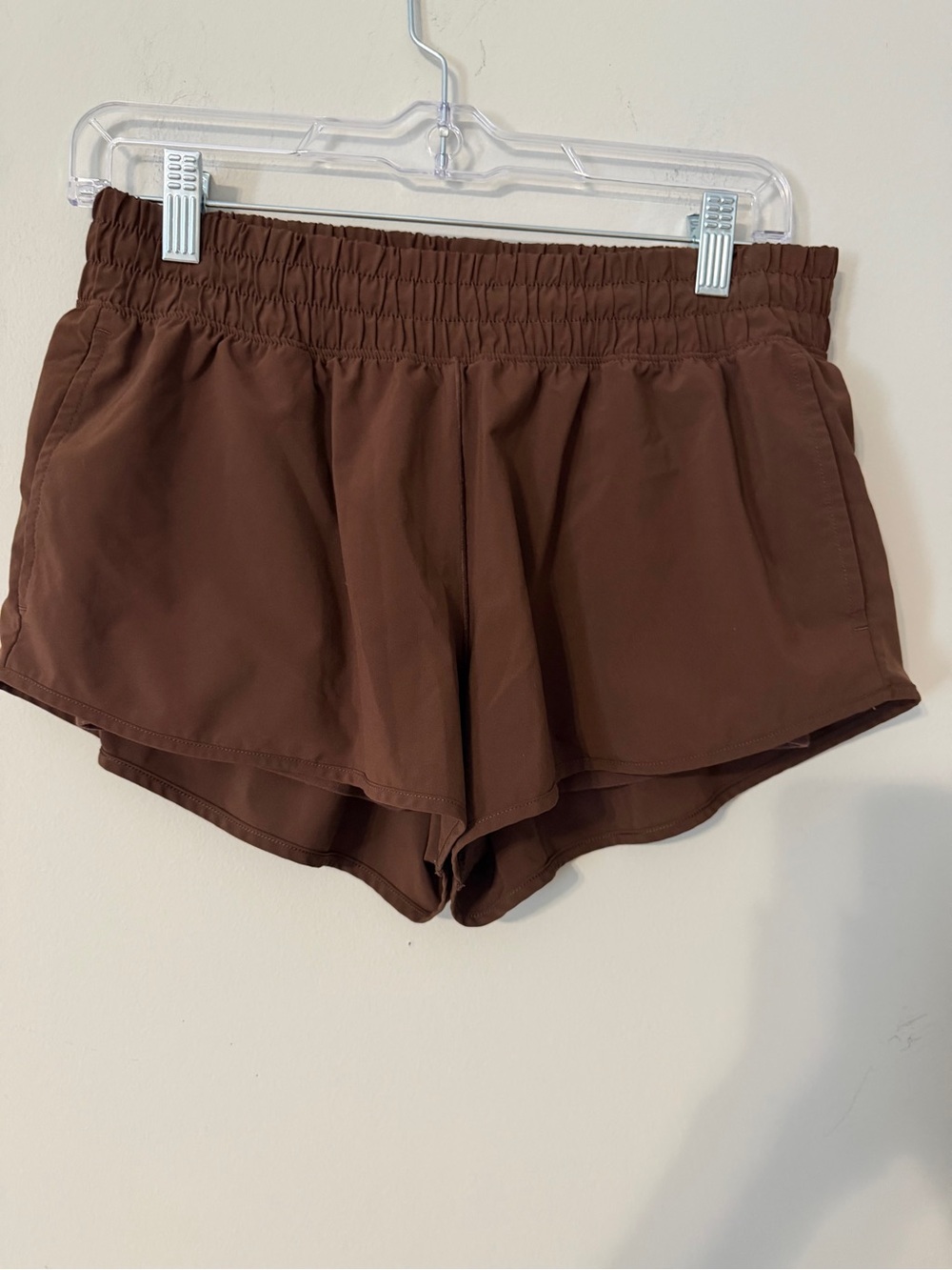 Women's Brown Athletic Shorts with Elastic Waist